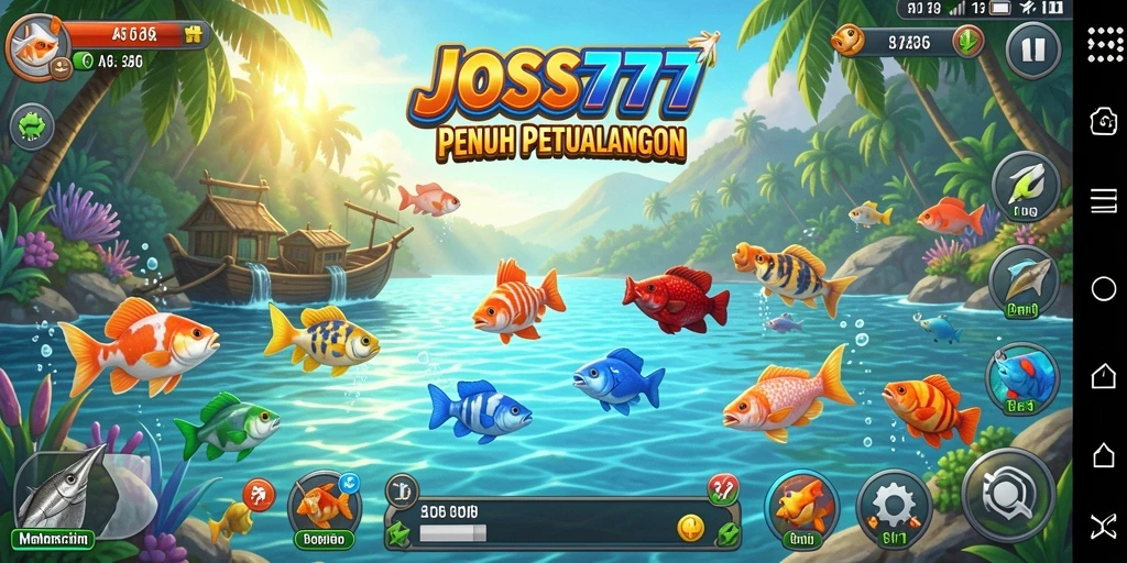 Screenshot gameplay JOSS777 menampilkan aksi memancing yang intens dan memukau.