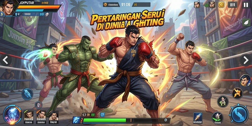 Gameplay JOYPUTAR dengan pertarungan seru dan grafis menawan.