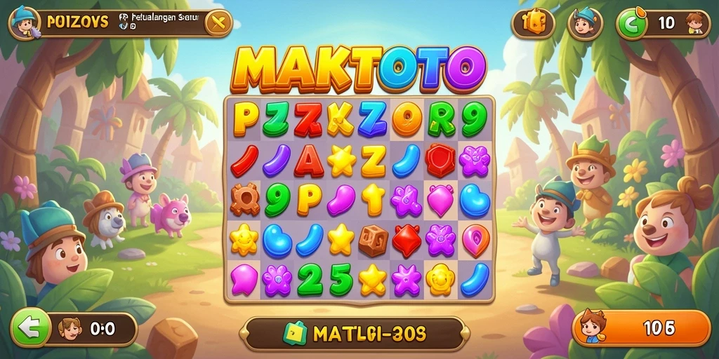 Tampilan gameplay seru dalam game Match-3 MAKTOTO.