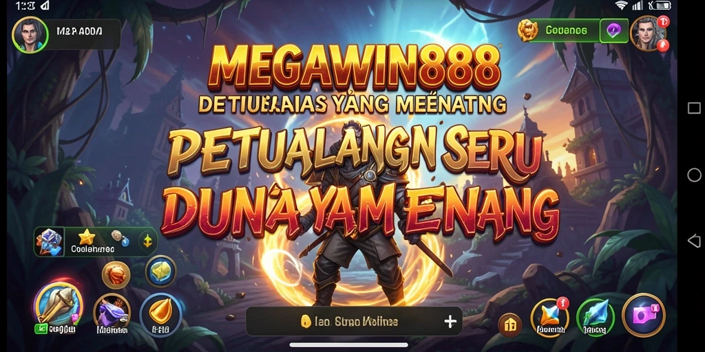 Tangkapan layar utama MEGAWIN888 menampilkan aksi seru dalam petualangan.