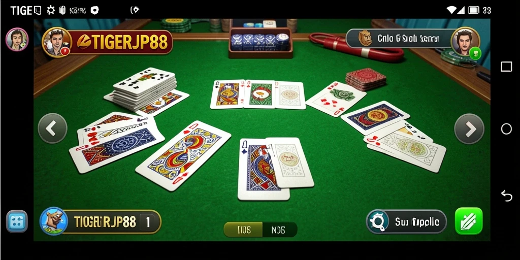 Screenshot gameplay TIGERJP88 menampilkan suasana permainan Gaple yang seru.