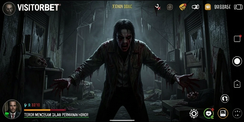 Gameplay seram dalam VISITORBET dengan atmosfer mencekam.